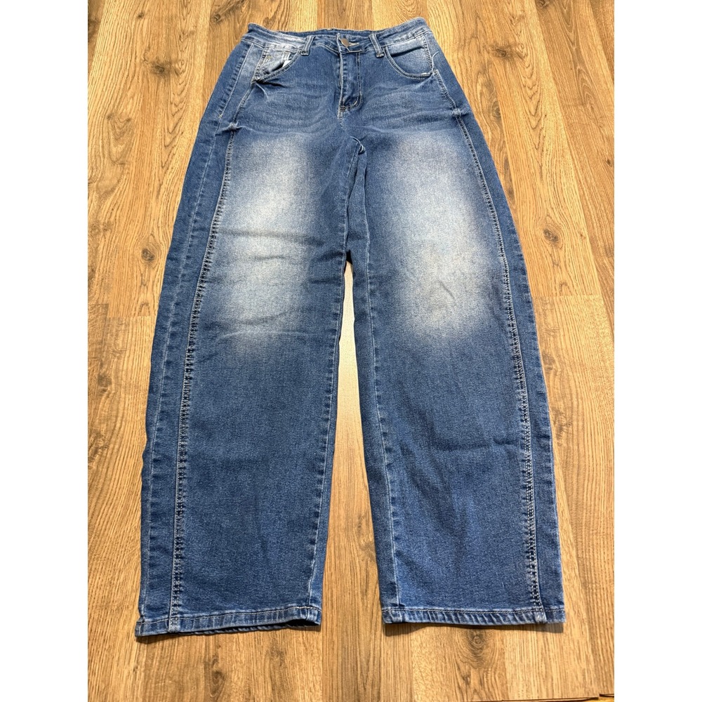 LUXE Wide Leg Jeans Women Size M Blue Denim High Rise Baggy Y2K Casual Excellent